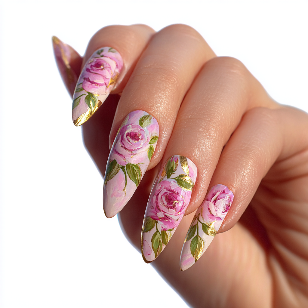 Trinity Nails San Antonio — custom hand-painted nail art design